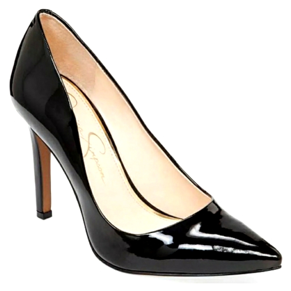 🌱 Jessica Simpson Patent Faux Leather Pump Heels Black Sz 5.5